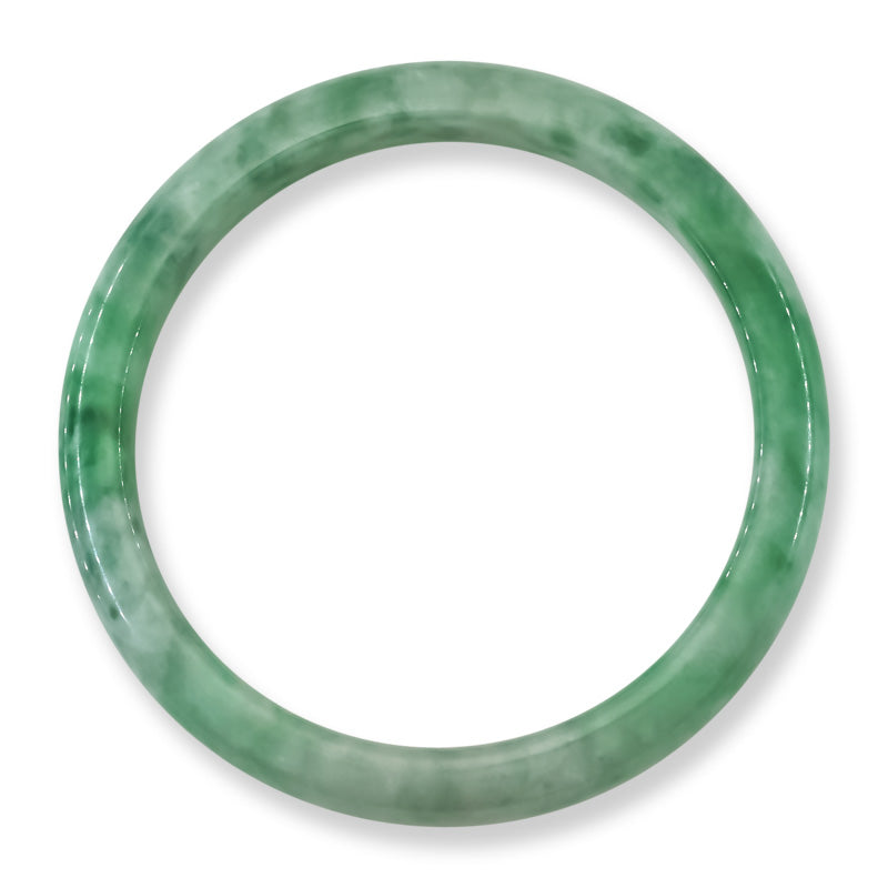 Green Jadeite Jade Half Round Bangle 58.1MM | UPC #397415