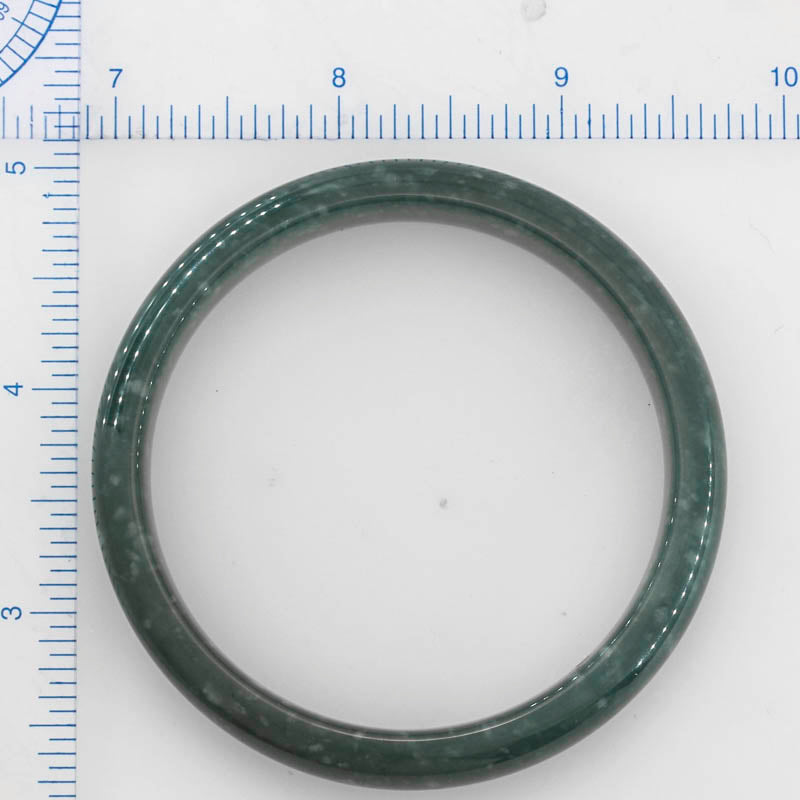 Guatemalan Blue-Green Jadeite Jade Half Round Bangle 57.7MM | UPC #398382
