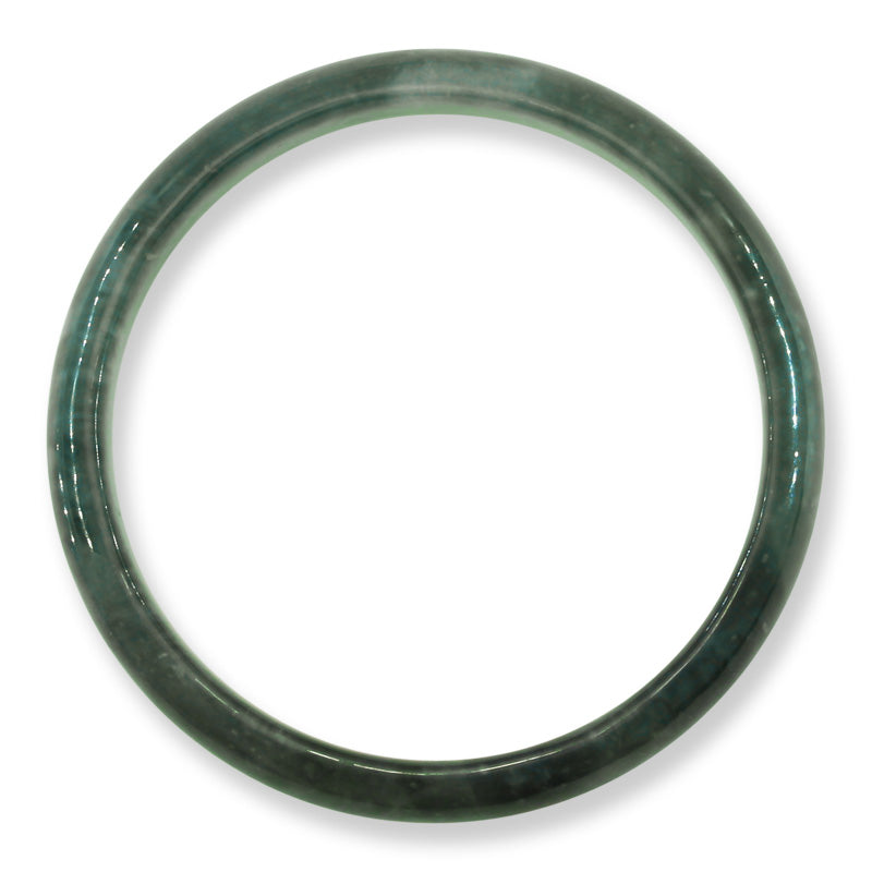 Guatemalan Blue-Green Jadeite Jade Half Round Bangle 60.6MM | UPC #352612