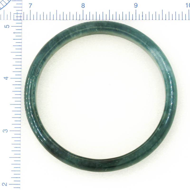 Guatemalan Blue-Green Jadeite Jade Half Round Bangle 60.6MM | UPC #352612
