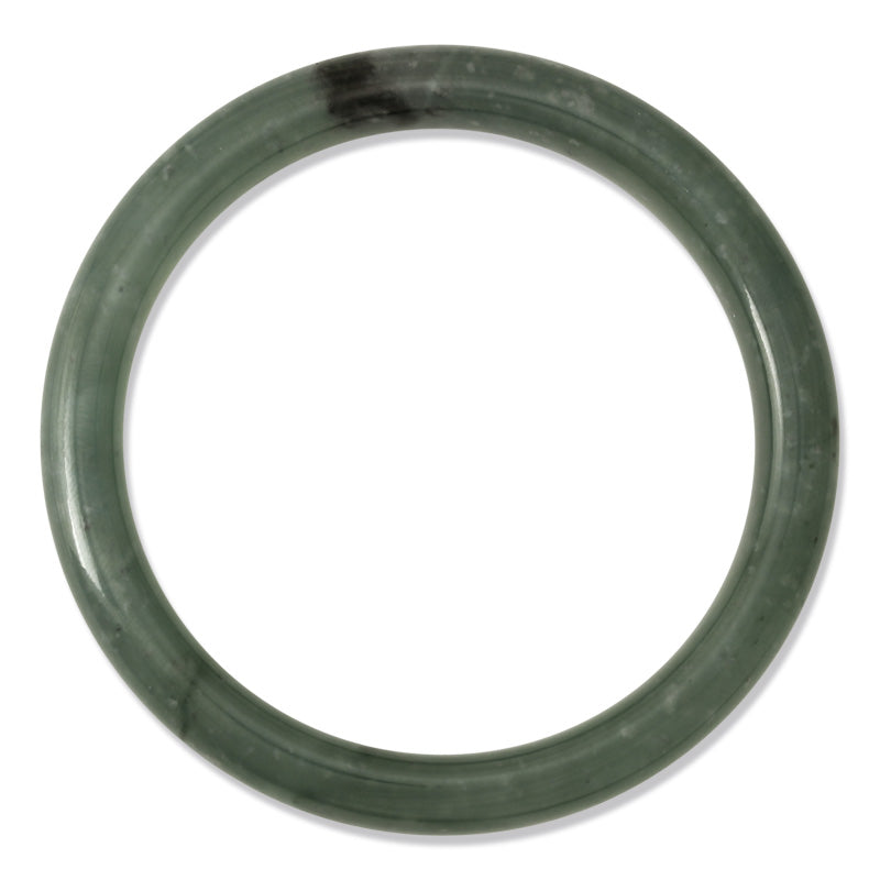 Blue Green Guatemalan Jadeite Jade Half Round Bangle | Size 60.5MM | UPC #355699