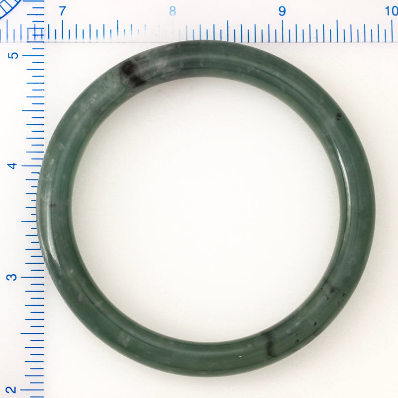Blue Green Guatemalan Jadeite Jade Half Round Bangle | Size 60.5MM | UPC #355699