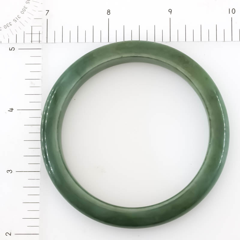 Green Jadeite Jade Half Round Bangle 59.8MM | UPC #372986