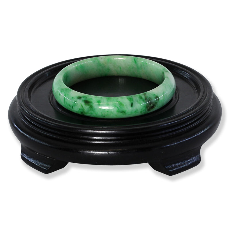 Green Jadeite Jade Half Round Bangle 62.4MM | UPC #234215