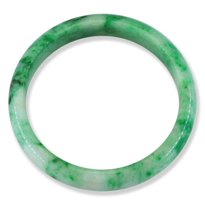 Green Jadeite Jade Half Round Bangle 62.4MM | UPC #234215