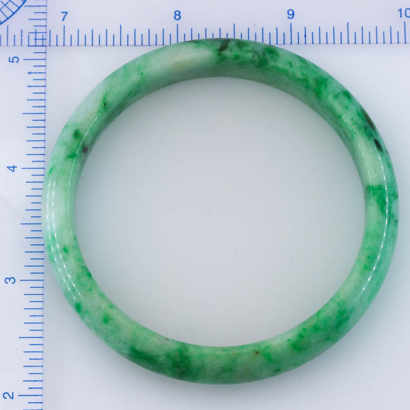 Green Jadeite Jade Half Round Bangle 62.4MM | UPC #234215