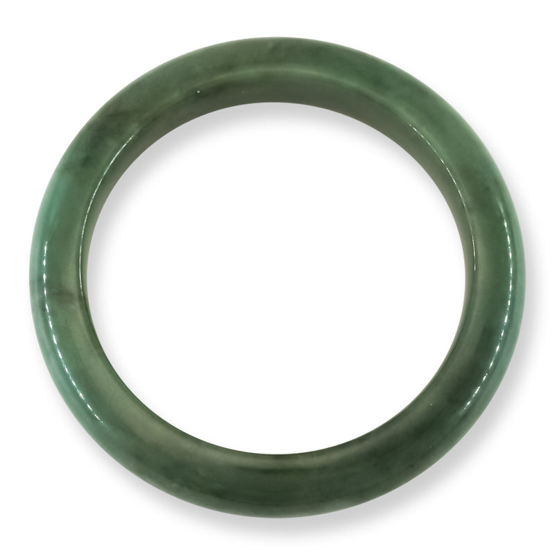 Green Jadeite Jade Half Round Bangle 56.7MM | UPC #356542