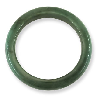 Green Jadeite Jade Half Round Bangle 56.7MM | UPC #356542