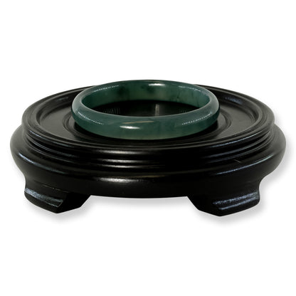 Guatemalan Translucent Blue-Green Jadeite Jade Half Round Bangle Size 60.8MM | UPC # 299078