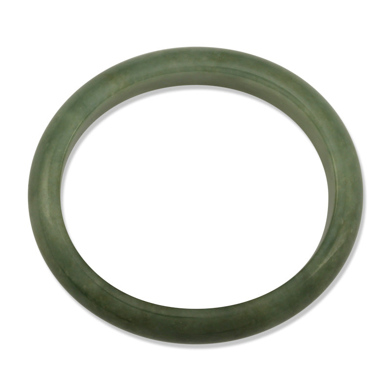 Oval-Shaped Green Jadeite Jade Half-Round Bangle | Size 54.2 X 47.3MM ID | UPC #377134