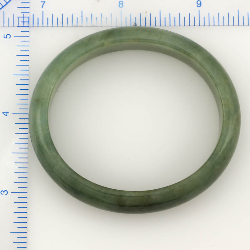 Oval-Shaped Green Jadeite Jade Half-Round Bangle | Size 54.2 X 47.3MM ID | UPC #377134