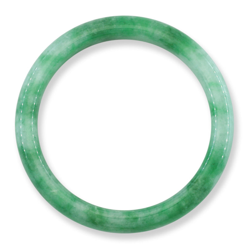 Green Jadeite Jade Half Round Bangle 55.8MM | UPC #327214