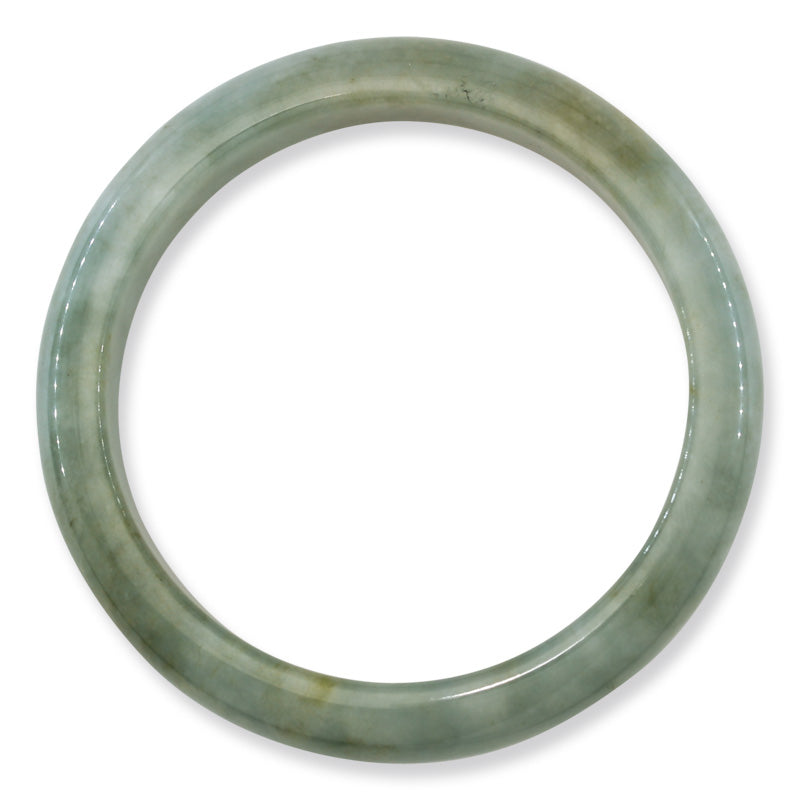 Green Half Round Jadeite Jade Bangle Bracelet | Size 57.8MM | UPC #343559