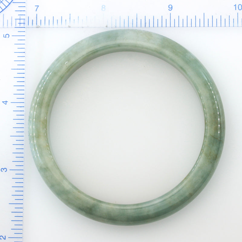 Green Half Round Jadeite Jade Bangle Bracelet | Size 57.8MM | UPC #343559