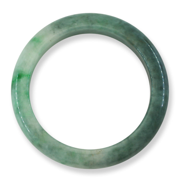 Green Jadeite Jade Half Round Bangle 57.4MM | UPC #377127