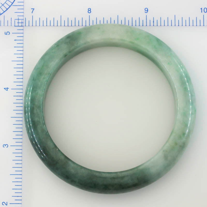 Green Jadeite Jade Half Round Bangle 57.4MM | UPC #377127