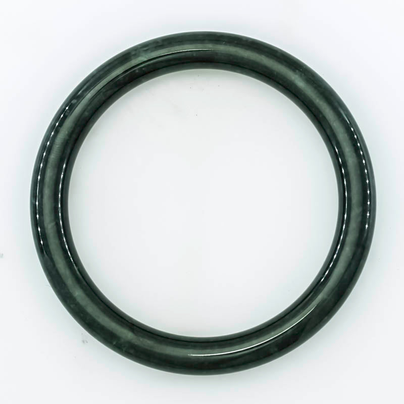Guatemalan Dark Green Jadeite Jade Cylindrical Bangle 57.4MM | UPC #372702