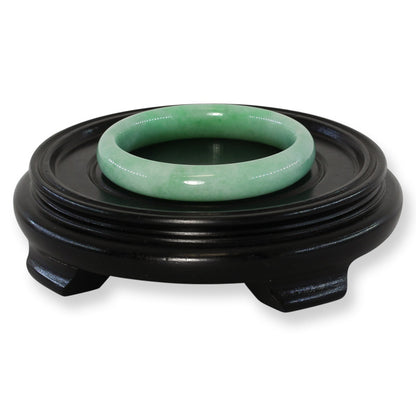 Green Jadeite Jade Half Round Bangle 59.8MM | UPC #404854