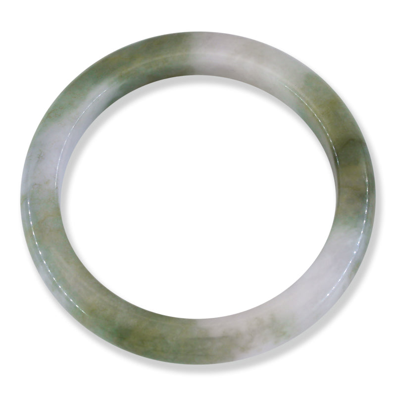 Green Jadeite Jade Half Round Bangle 58.7MM | UPC #030022