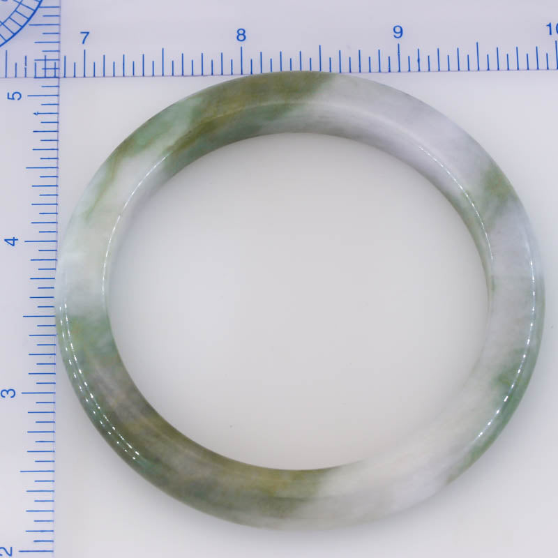 Green Jadeite Jade Half Round Bangle 58.7MM | UPC #030022