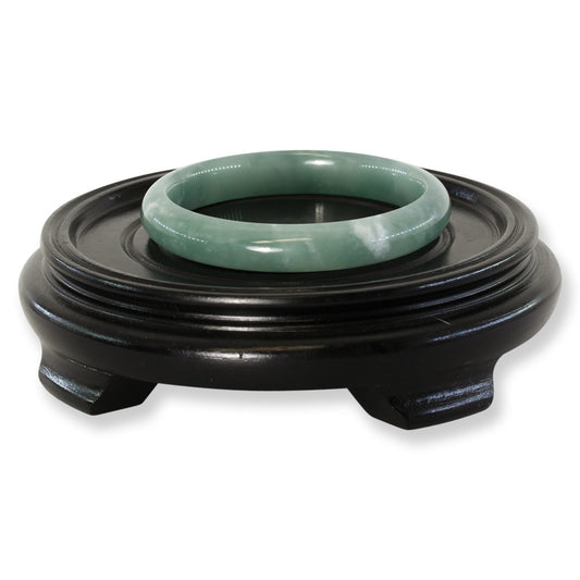 Guatemalan Blue-Green Jadeite Jade Half Round Bangle 61.5MM | UPC #267206
