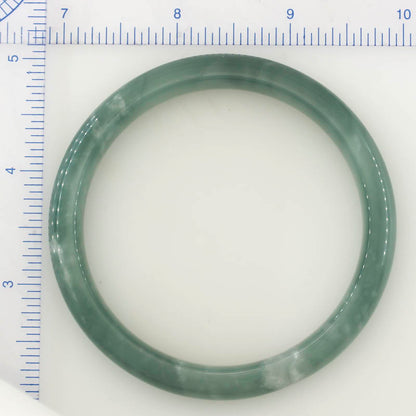 Guatemalan Blue-Green Jadeite Jade Half Round Bangle 61.5MM | UPC #267206