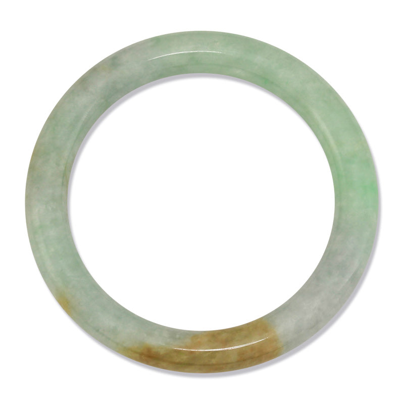 Small Green & Yellow Jadeite Jade Cylindrical Bangle 51.5MM | UPC #029477