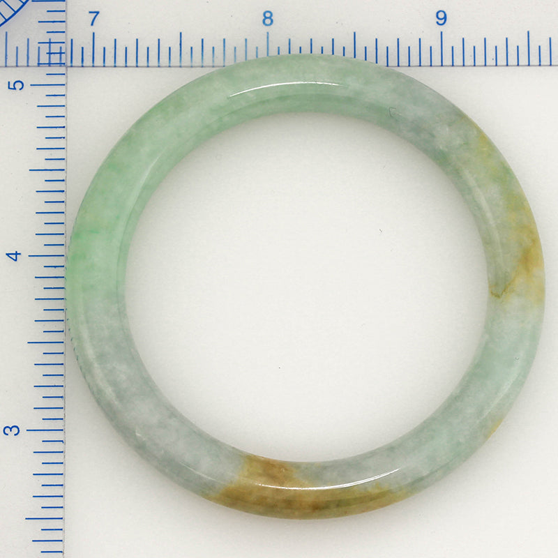 Small Green & Yellow Jadeite Jade Cylindrical Bangle 51.5MM | UPC #029477