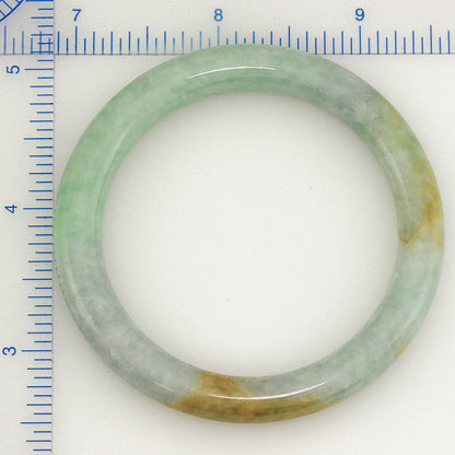 Small Green & Yellow Jadeite Jade Cylindrical Bangle 51.5MM | UPC #029477