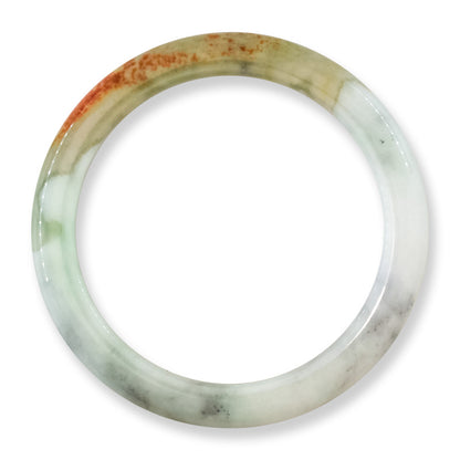 Green, Red  and White Jadeite Jade Half Round Bangle 54.4MM | UPC #138568