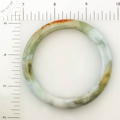 Green, Red  and White Jadeite Jade Half Round Bangle 54.4MM | UPC #138568