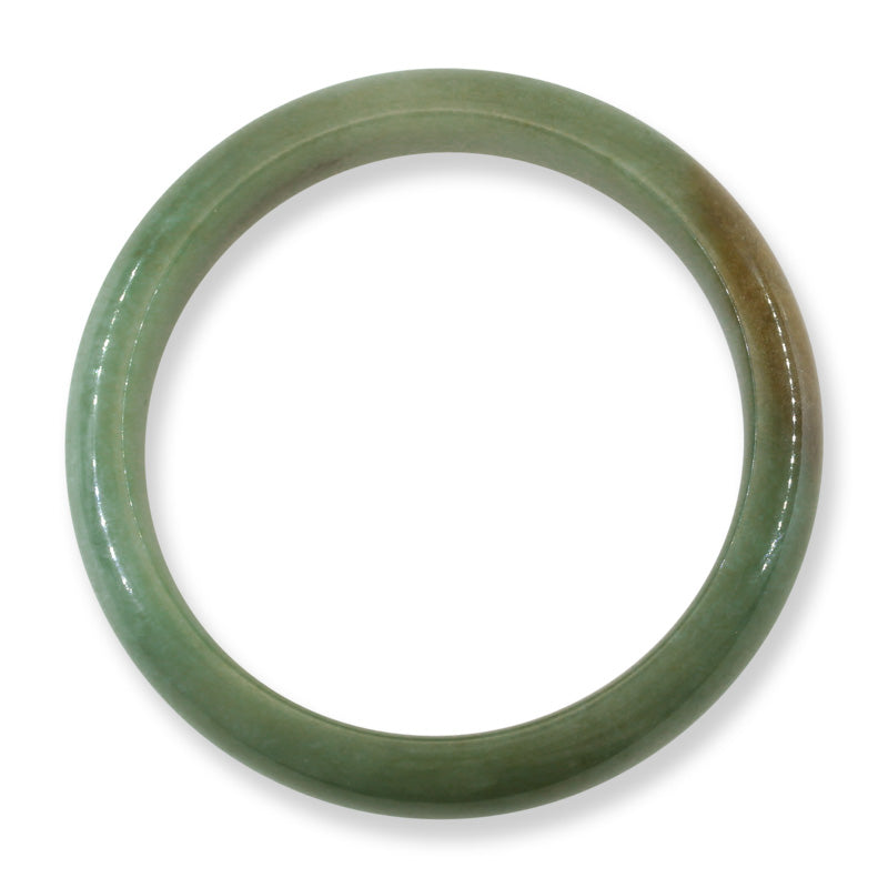 Green and Red Jadeite Jade Half Round Bangle 58.3MM | UPC #397408