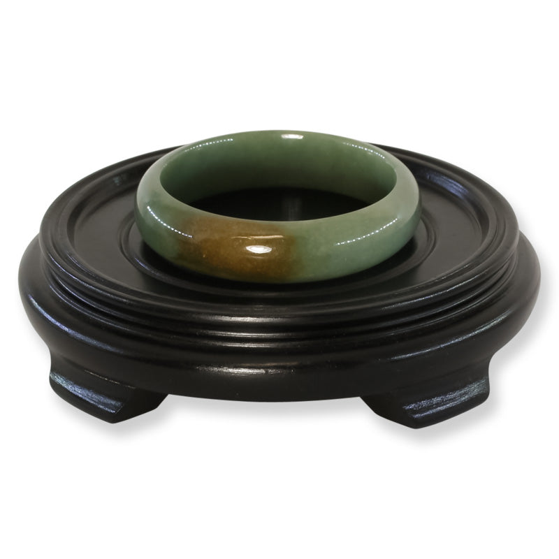 Green and Red Jadeite Jade Half Round Bangle 58.3MM | UPC #397408