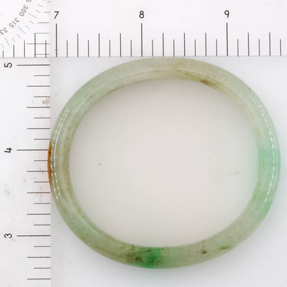 Green & Red Jadeite Jade Half Round Oval Bangle 55.2 X 49.5MM UPC #383388