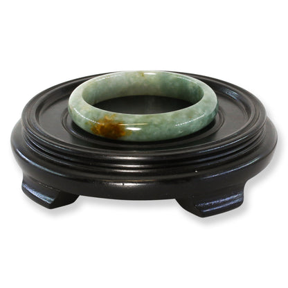 Green and Red Jadeite Jade Half Round Bangle 59.7MM | UPC #400450