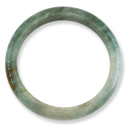 Green and Red Jadeite Jade Half Round Bangle 59.7MM | UPC #400450