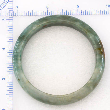 Green and Red Jadeite Jade Half Round Bangle 59.7MM | UPC #400450
