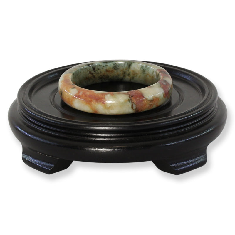 Green and Red Jadeite Jade Half Round Bangle 53.2MM | UPC #405493