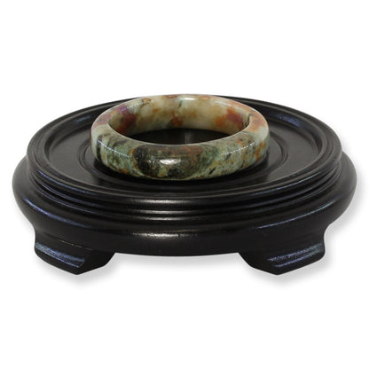 Green and Red Jadeite Jade Half Round Bangle 53.2MM | UPC #405493