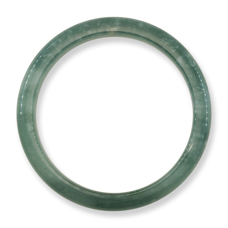 Guatemalan Blue-Green Jadeite Jade Half Round Bangle 57.6MM | UPC #405349