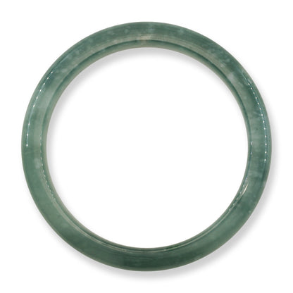 Guatemalan Blue-Green Jadeite Jade Half Round Bangle 57.6MM | UPC #405349