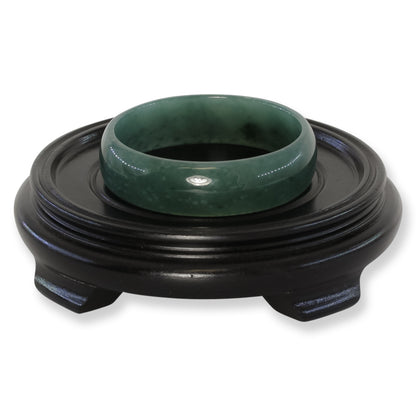 Guatemalan Blue-Green Jadeite Jade Half Round Wide Bangle 63.9MM | UPC #407626