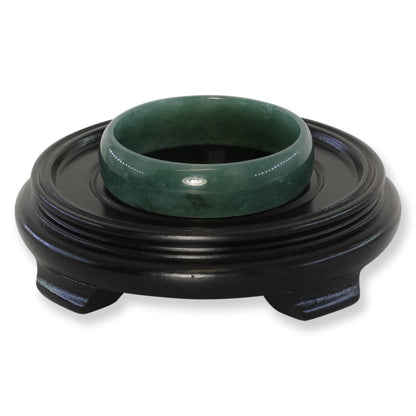 Guatemalan Blue-Green Jadeite Jade Half Round Wide Bangle 63.9MM | UPC #407626
