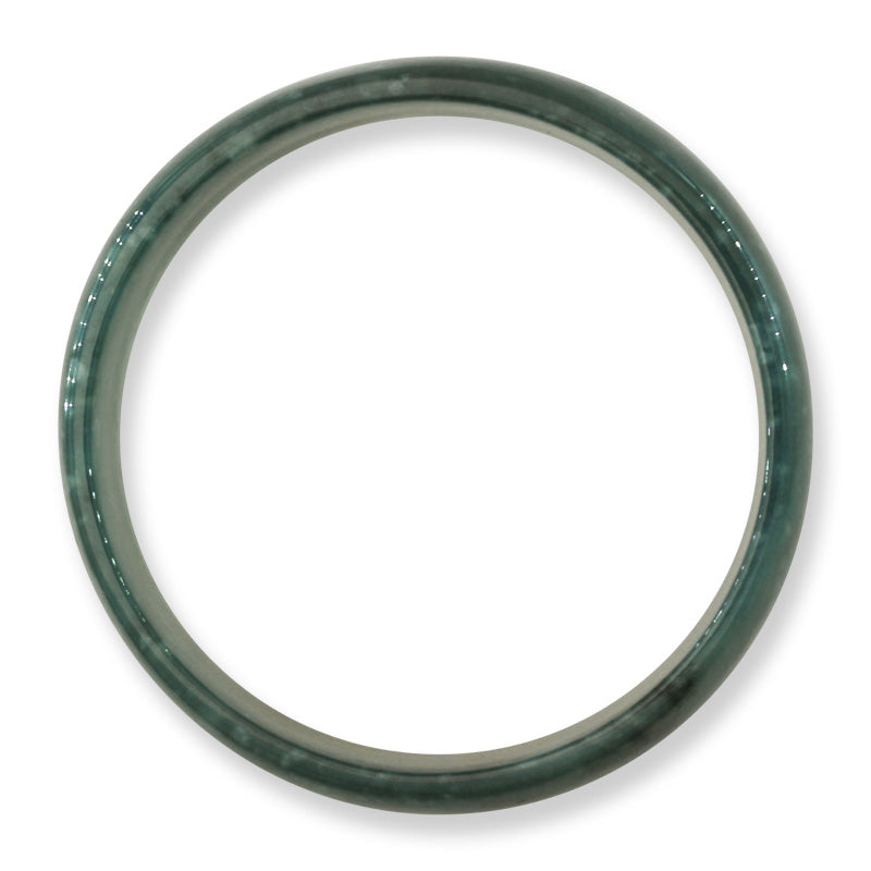 Guatemalan Blue-Green Jadeite Jade Half Round Wide Bangle 63.9MM | UPC #407626