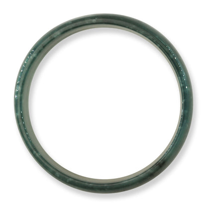 Guatemalan Blue-Green Jadeite Jade Half Round Wide Bangle 63.9MM | UPC #407626