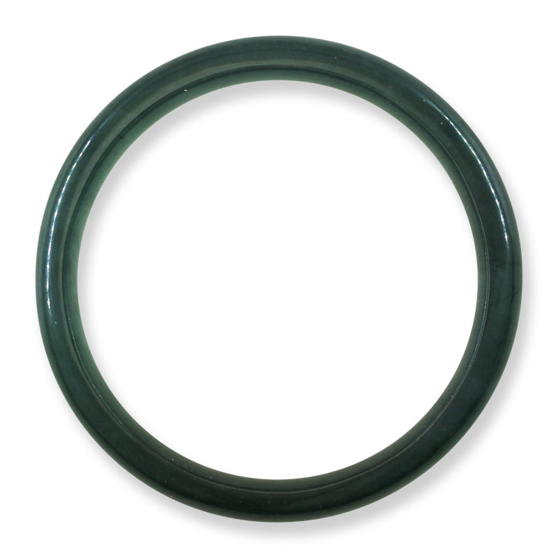 Guatemalan Blue-Green Jadeite Jade Half Round Bangle 56.4MM | UPC #407596