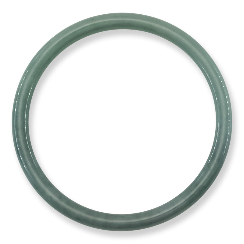 Blue-Green Jadeite Jade Thin Cylindrical Bangle Size 61.9MM | UPC #406964