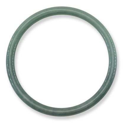 Blue-Green Jadeite Jade Thin Cylindrical Bangle Size 61.9MM | UPC #406964