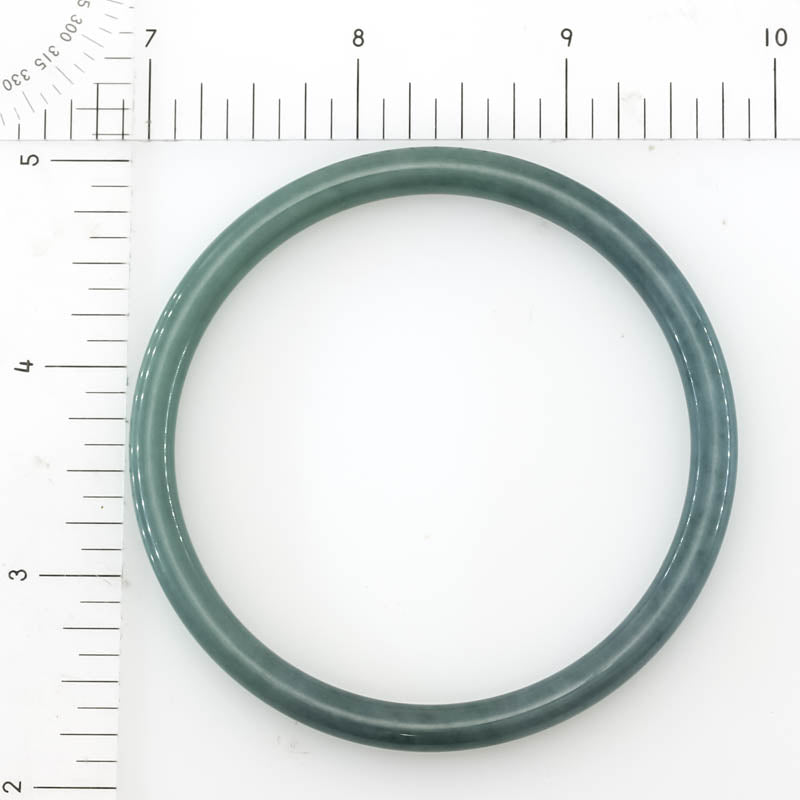 Blue-Green Jadeite Jade Thin Cylindrical Bangle Size 61.9MM | UPC #406964