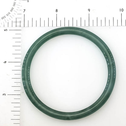 Blue-Green Jadeite Jade Thin Cylindrical Bangle Size 60.5MM | UPC #406971